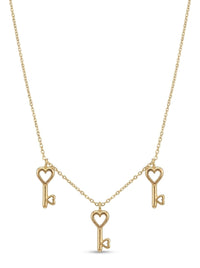 Gargantilla de oro 14k con tres llaves de corazón Mod 6250 - 45 cm