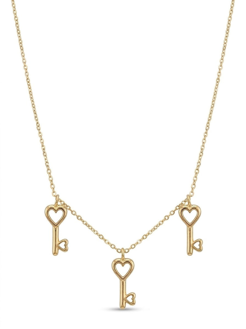 Gargantilla de oro 14k con tres llaves de corazón Mod 6250 - 45 cm