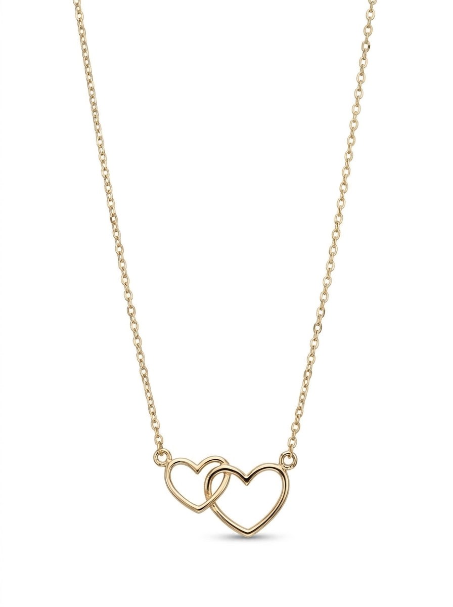 Gargantilla de oro 14k con corazones entrelazados Mod 6252 - 45 cm