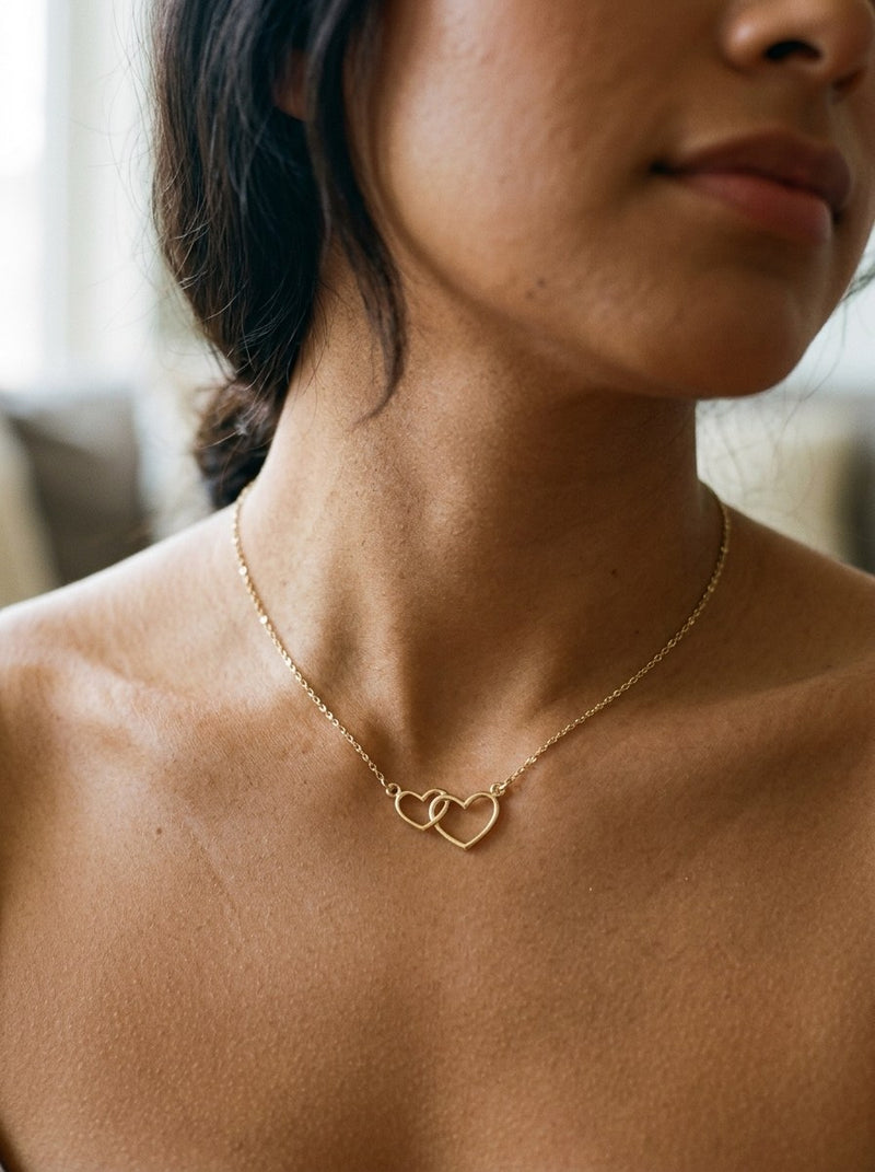 Gargantilla de oro 14k con corazones entrelazados Mod 6252 - 45 cm