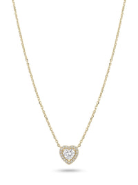 Gargantilla de oro 14k con corazón de circonia y halo Mod 6254 - 45 cm