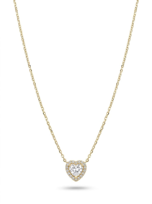 Gargantilla de oro 14k con corazón de circonia y halo Mod 6254 - 45 cm
