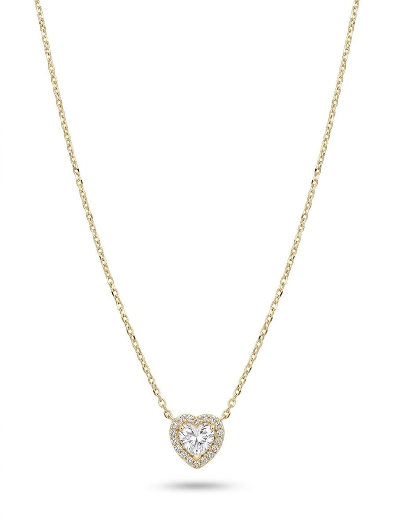 Gargantilla de oro 14k con corazón de circonia y halo Mod 6254 - 45 cm