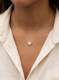 Gargantilla de oro 14k con corazón de circonia y halo Mod 6254 - 45 cm
