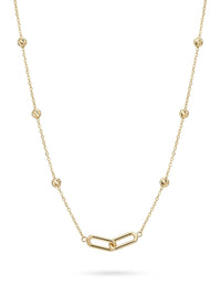Gargantilla de oro 14k con eslabones clip y bolitas diamantadas Mod 6255 - 45 cm