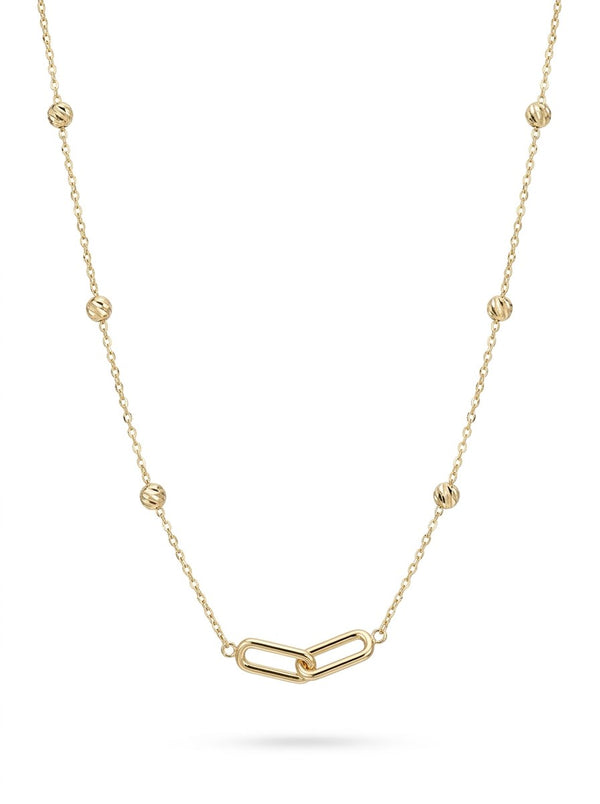 Gargantilla de oro 14k con eslabones clip y bolitas diamantadas Mod 6255 - 45 cm