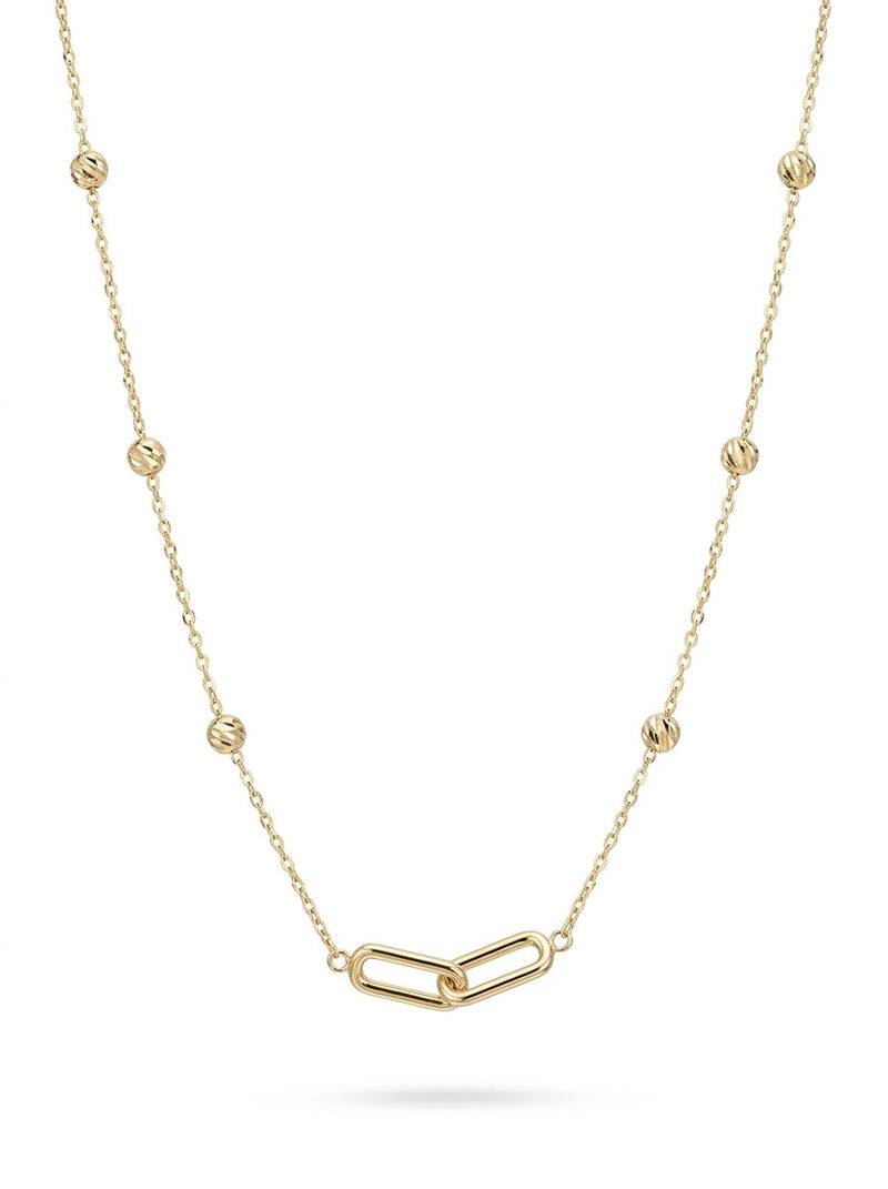Gargantilla de oro 14k con eslabones clip y bolitas diamantadas Mod 6255 - 45 cm