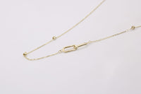 Gargantilla de oro 14k con eslabones clip y bolitas diamantadas Mod 6255 - 45 cm, foto real