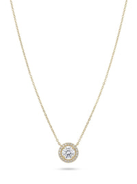 Gargantilla de oro 14k con circonia redonda y halo Mod 6257 - 45 cm