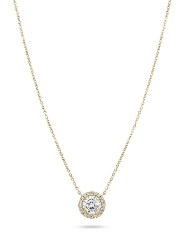 Gargantilla de oro 14k con circonia redonda y halo Mod 6257 - 45 cm