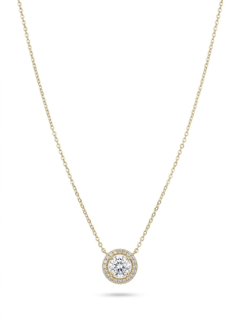 Gargantilla de oro 14k con circonia redonda y halo Mod 6257 - 45 cm