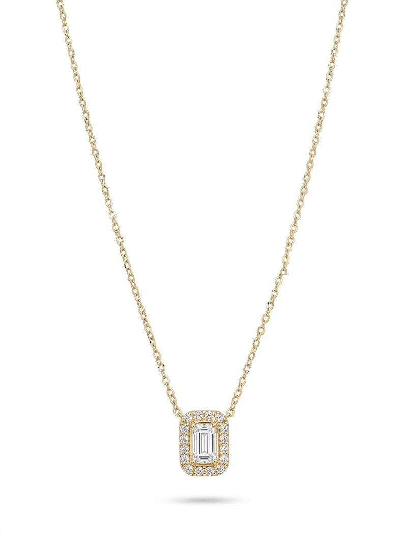 Gargantilla de oro 14k con circonia baguette y halo Mod 6258 - 45 cm