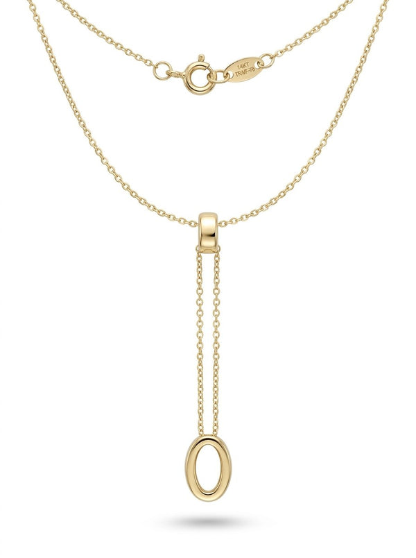 Gargantilla de oro 14k con pasador y óvalo colgante Mod 6259 - 45 cm