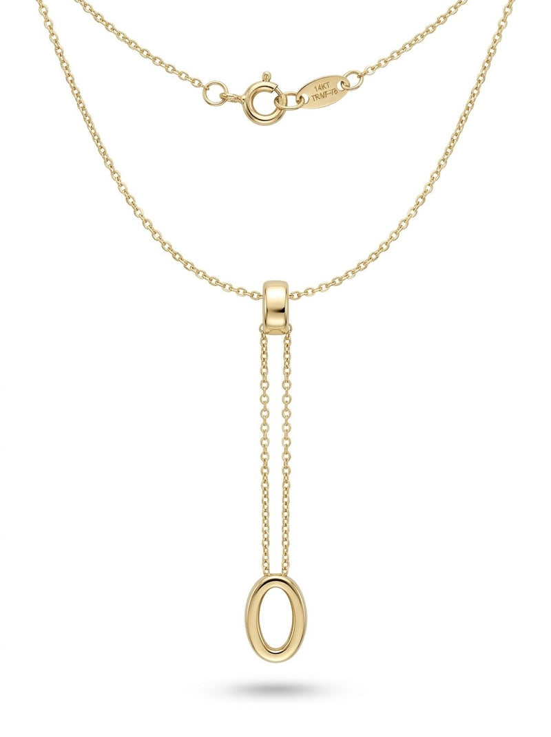 Gargantilla de oro 14k con pasador y óvalo colgante Mod 6259 - 45 cm