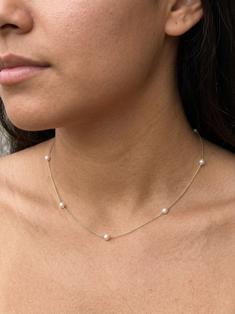 Gargantilla de oro 14k con perlas  Mod 6260 - 45 cm