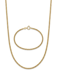 Set de oro 14k de cadena y pulsera tejido espiga Mod 6261 - 50 cm y 18 cm x 2 mm