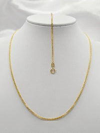 Set de oro 14k de cadena y pulsera tejido espiga Mod 6261 - 50 cm y 18 cm x 2 mm, foto real en exhibidor