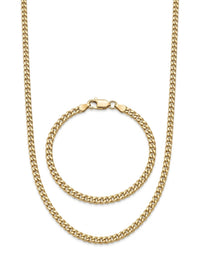 Set de oro 14k de cadena y pulsera tejido barbado Mod 6262 - 45 cm y 18 cm x 3 mm