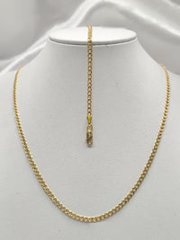 Set de oro 14k de cadena y pulsera tejido barbado Mod 6262 - 45 cm y 18 cm x 3 mm, foto real en exhibidor