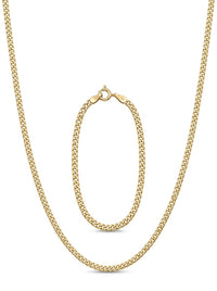 Set de oro 14k de cadena y pulsera tejido barbado Mod 6264 - 45 cm y 18 cm x 2 mm