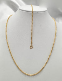 Set de oro 14k de cadena y pulsera tejido torzal Mod 6268 - 60 cm y 18 cm x 2 mm, foto real en exhibidor