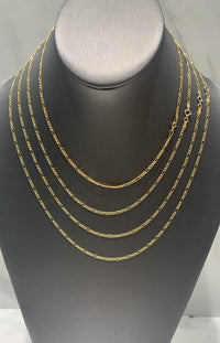 Cadena de oro 10k tejido 3x1 hueco Mod 6284 - 2 mm, foto real