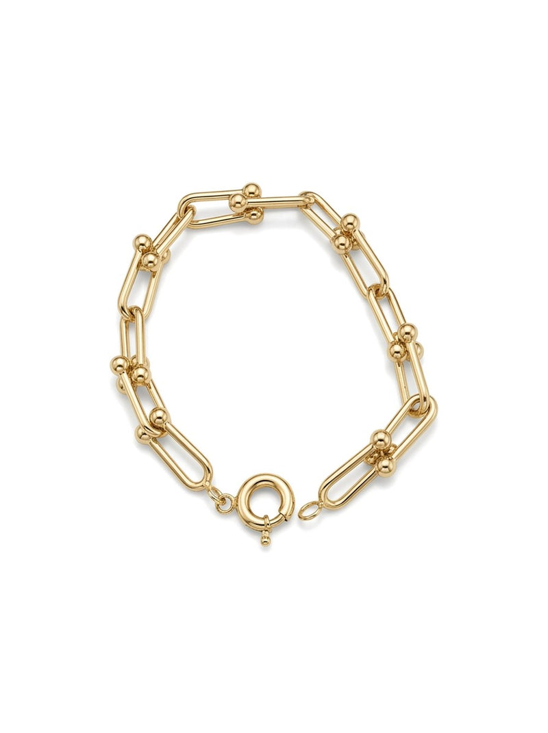 Pulsera de oro 10k tipo diseñador eslabón U Mod 6293 - 18 cm