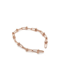 Pulsera de oro rosa 14k tipo diseñador eslabón U Mod 6295 - 18 cm