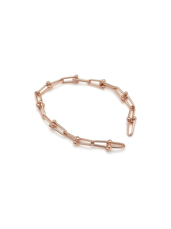 Pulsera de oro rosa 14k tipo diseñador eslabón U Mod 6295 - 18 cm