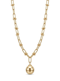 Gargantilla de oro 14k tipo diseñador eslabón U con esfera Mod 6296 - 45 cm
