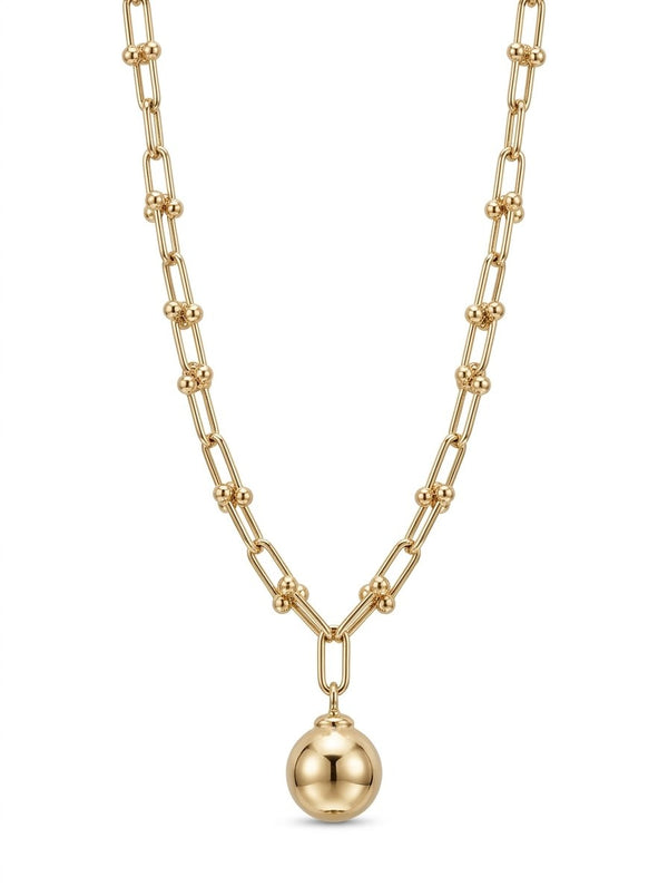Gargantilla de oro 14k tipo diseñador eslabón U con esfera Mod 6296 - 45 cm