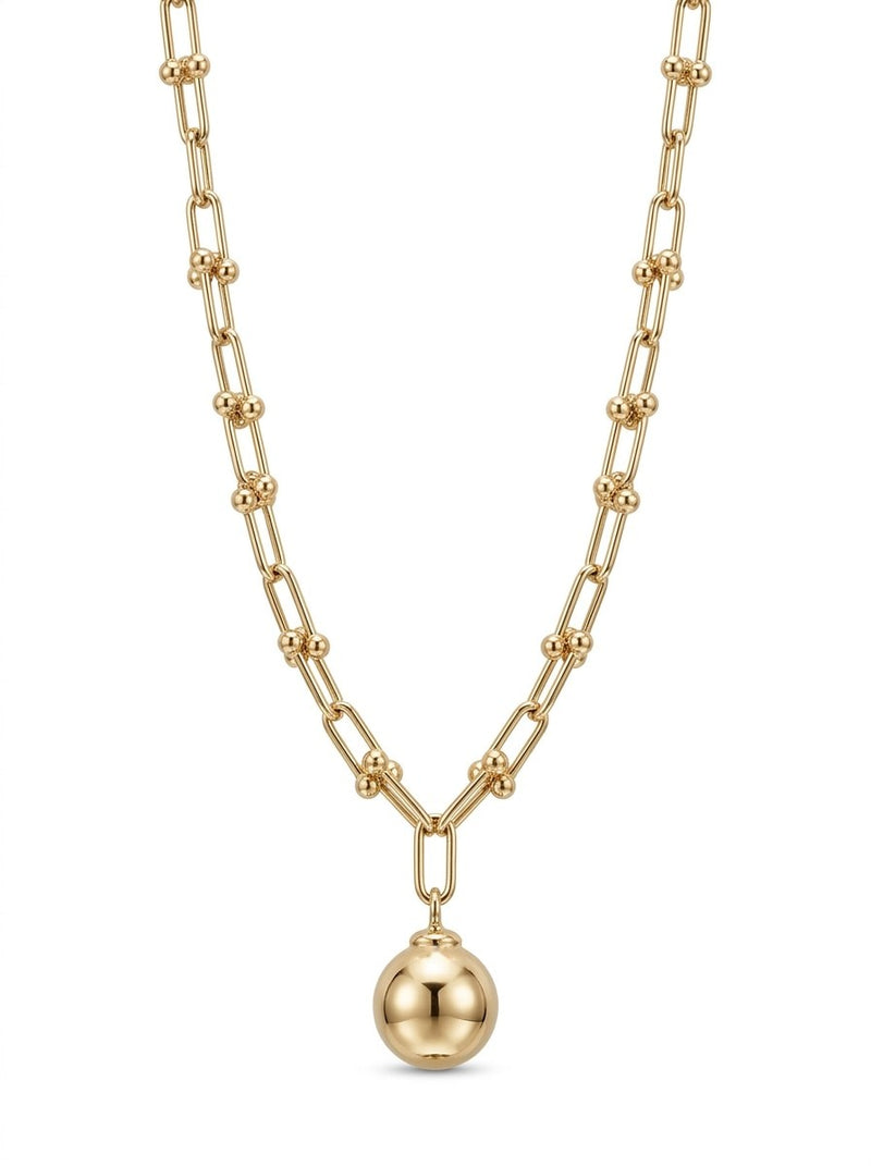 Gargantilla de oro 14k tipo diseñador eslabón U con esfera Mod 6296 - 45 cm