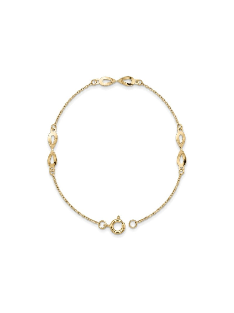 Pulsera de oro 14k con eslabones infinito Mod 6298 - 18 cm