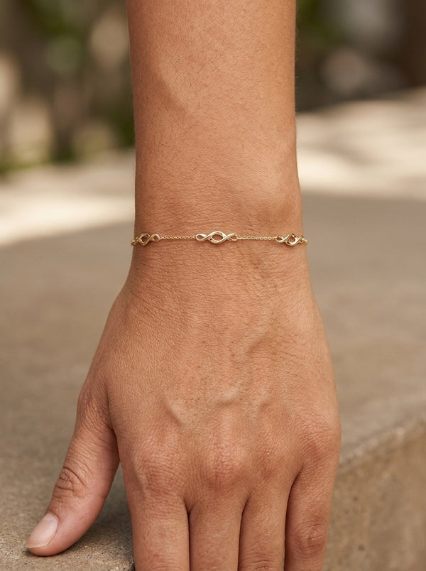 Pulsera de oro 14k con eslabones infinito Mod 6298 - 18 cm