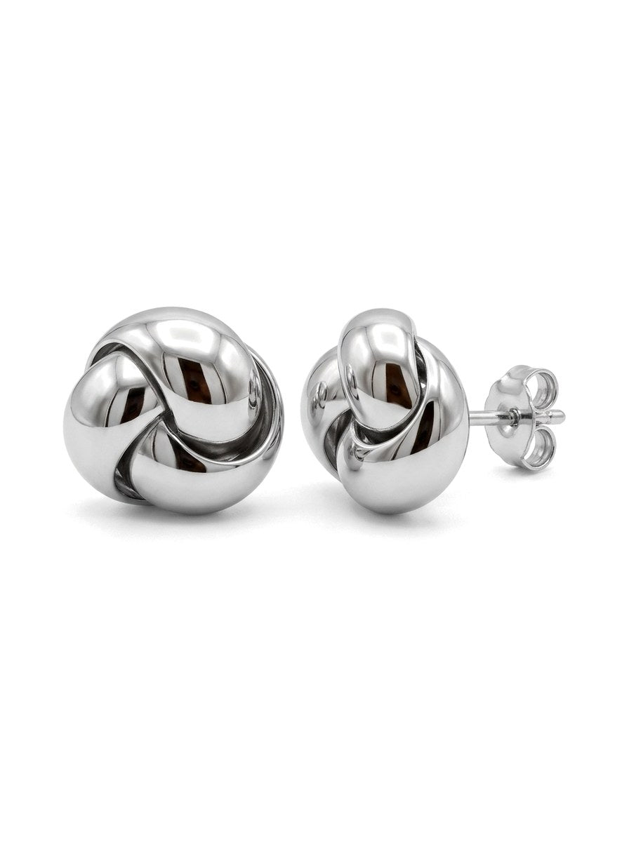 Aretes de oro blanco 14k de nudo Mod 6303