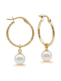 Arracadas de oro 14k redondas con perla cultivada Mod 6308