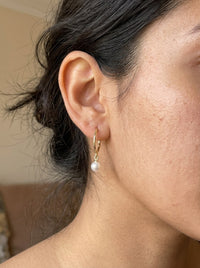 Arracadas de oro 14k redondas con perla cultivada Mod 6308