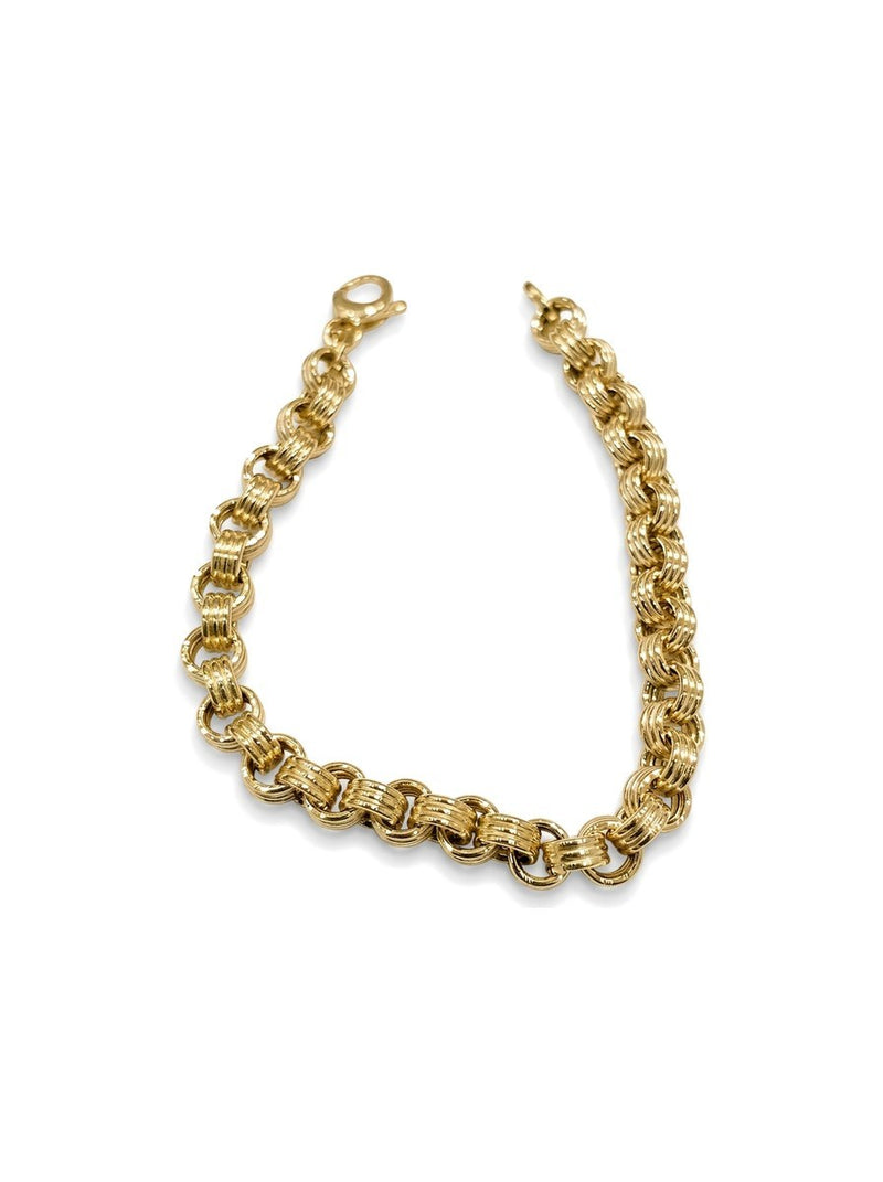 Pulsera de oro 14k de eslabones de triple aro Mod 6309 - 18 cm