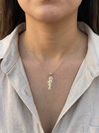 Dije de oro 14k de San Judas Tadeo con detalles en oro blanco y circonias Mod 6314 - 4 cm