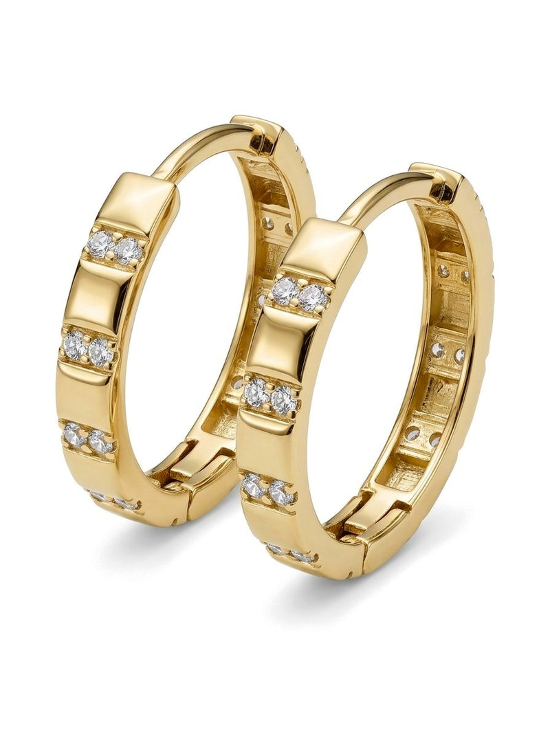 Huggies de oro 14k de bloques con circonias Mod 6319 - 2 cm