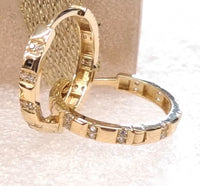 Huggies de oro 14k de bloques con circonias Mod 6319 - 2 cm, foto real