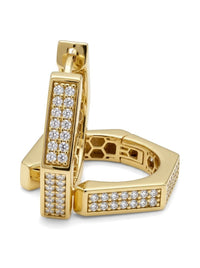 Huggies de oro 14k hexagonales con circonias Mod 6321 - 2 cm