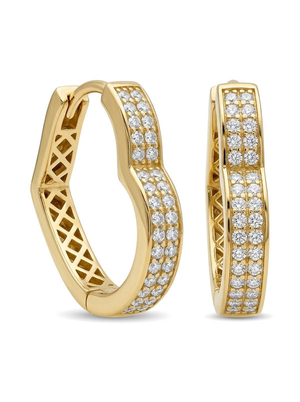 Arracadas de oro 14k de corazón con circonias Mod 6323 - 2 cm