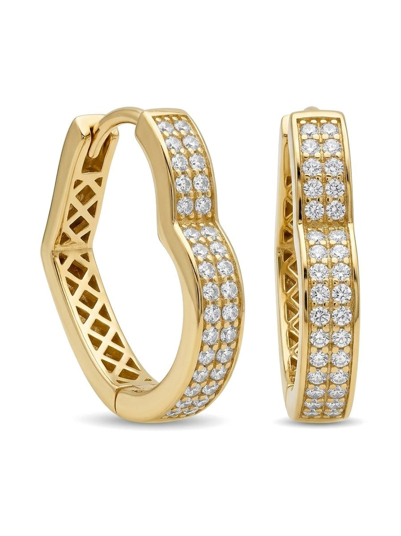 Arracadas de oro 14k de corazón con circonias Mod 6323 - 2 cm