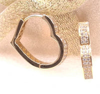 Arracadas de oro 14k de corazón con circonias Mod 6323 - 2 cm, foto real