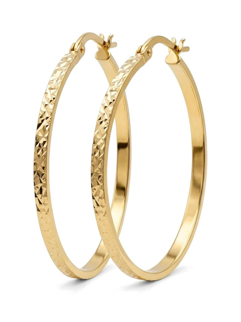 Arracadas de oro 14k grandes diamantadas Mod 6325 - 6.5 cm