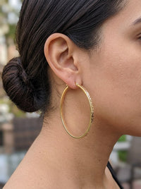 Arracadas de oro 14k grandes diamantadas Mod 6325 - 6.5 cm