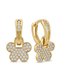 Huggies de oro 14k con trébol de circonias Mod 6330