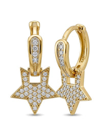 Huggies de oro 14k con estrella de circonias Mod 6331
