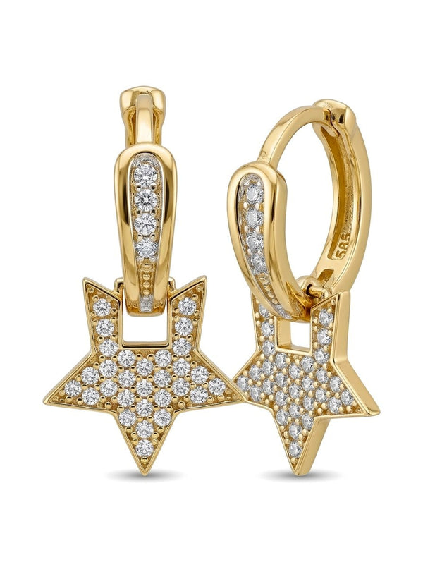 Huggies de oro 14k con estrella de circonias Mod 6331